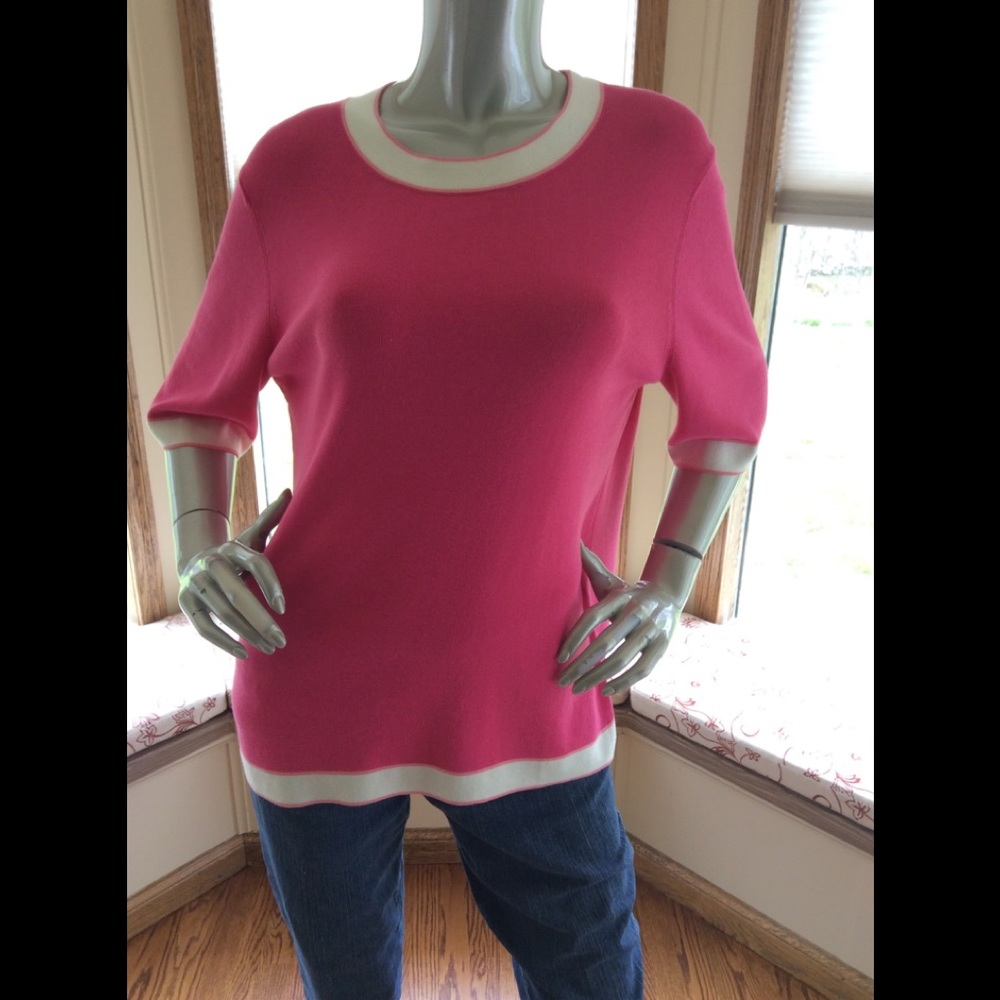 Talbots Pink/White Color-block Size XL